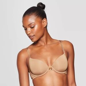 Auden Everyday Lightly Lined Convertible Racer Bk Demi T-Shirt Bra Brown- sz 32B